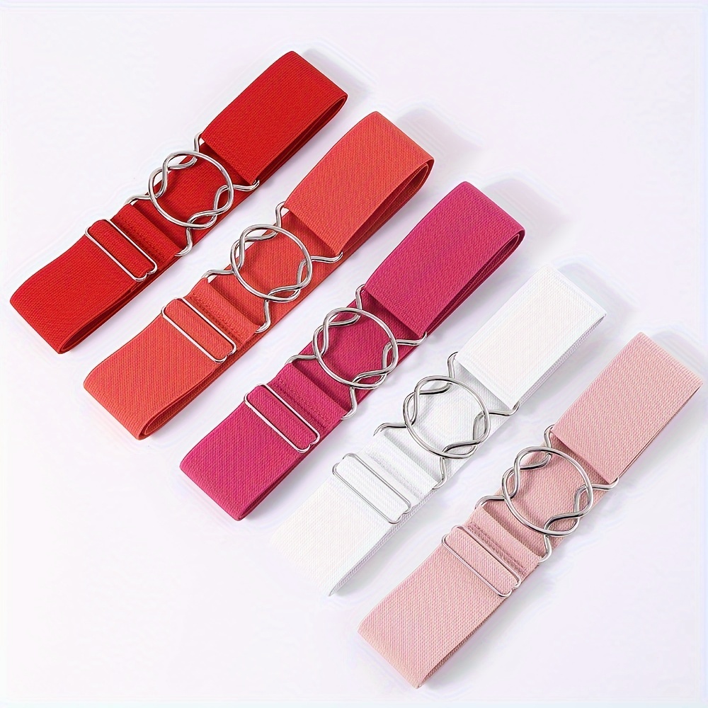 Adjustable Stretch Belt Elastic Waistband Dual Loop Buckle Casual Style